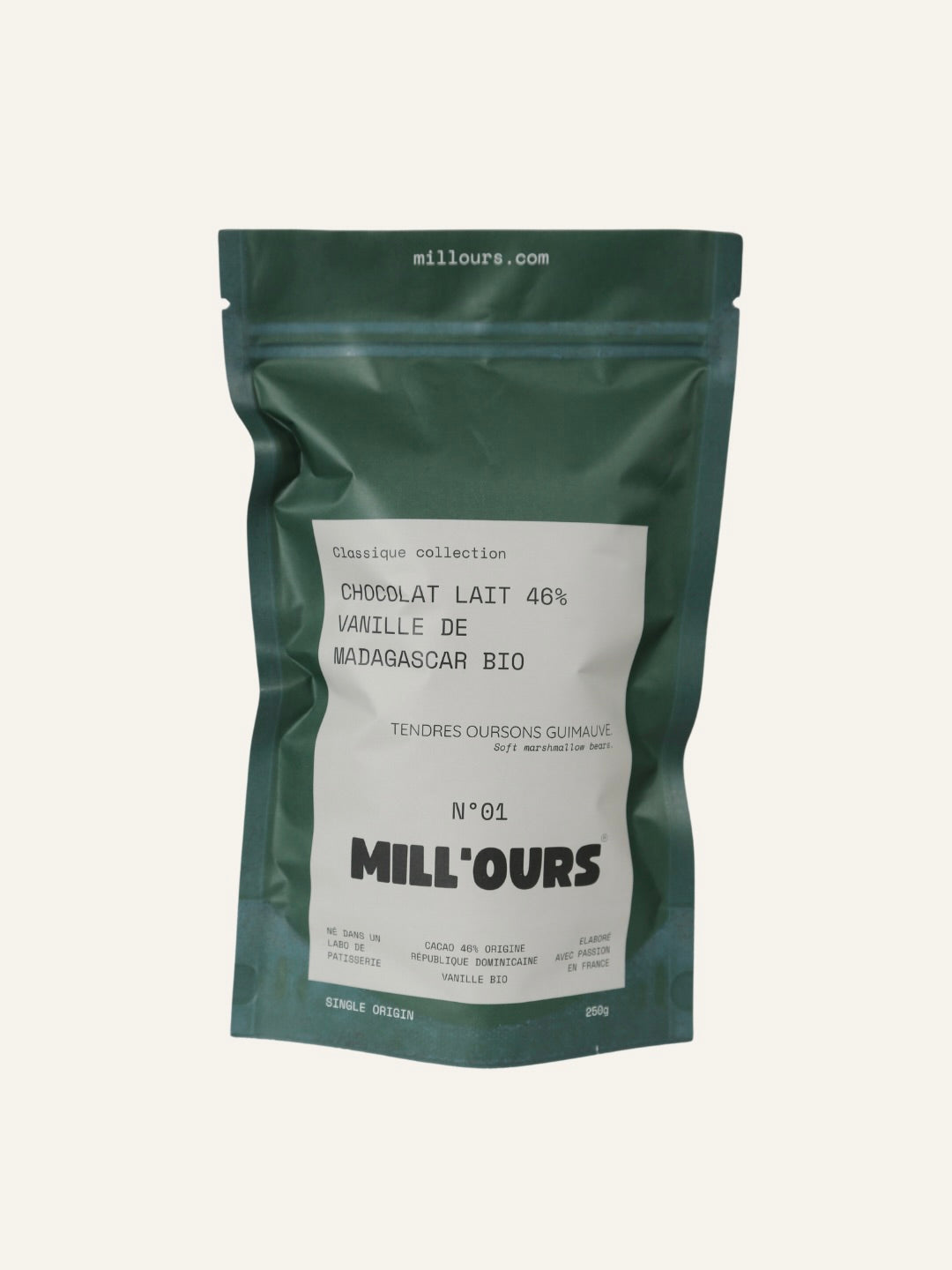 12 Oursons Guimauve Vanille Chocolat Lait 46%