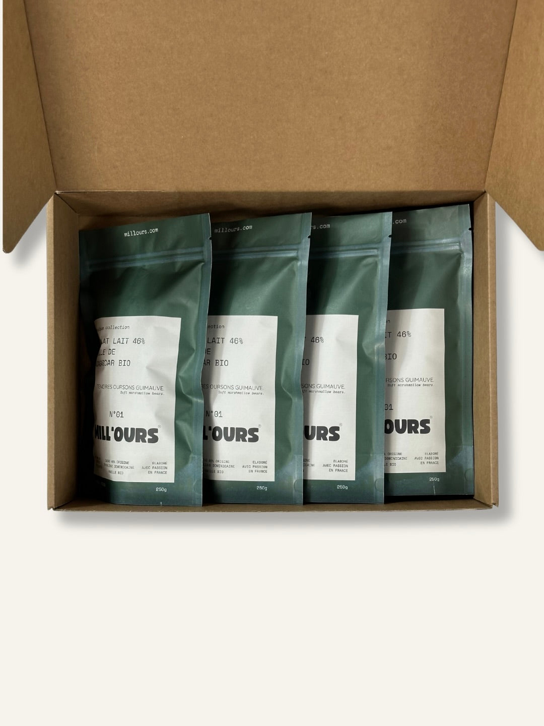 12 Oursons Guimauve Vanille Chocolat Lait 46%